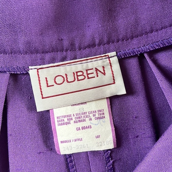 Vintage High Waisted Button Front Pleated A-Line Skirt Eggplant Purple - Picture 10 of 15